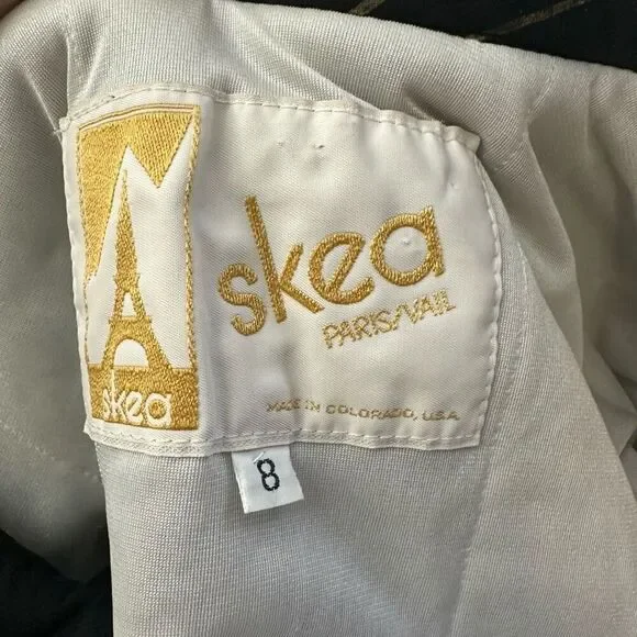 Skea Paris/Vail Vintage Womens Ski‎ Snowboard Suit, Black/Gold Belted Sz 8 - Picture 6 of 12